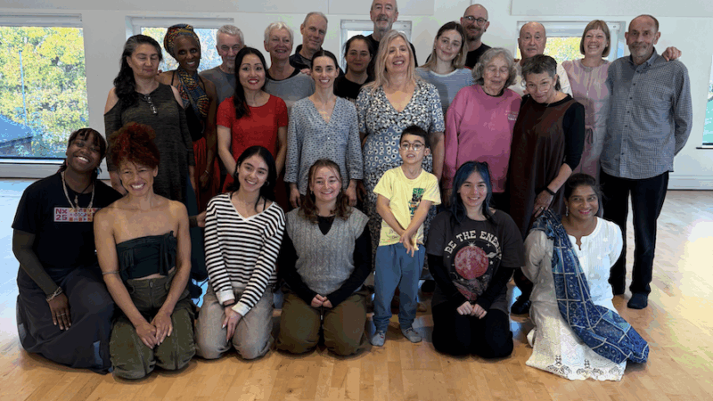 group image of The Nottingham Ensemble in the performance space (studio 2 of Fabric in Nottingham)